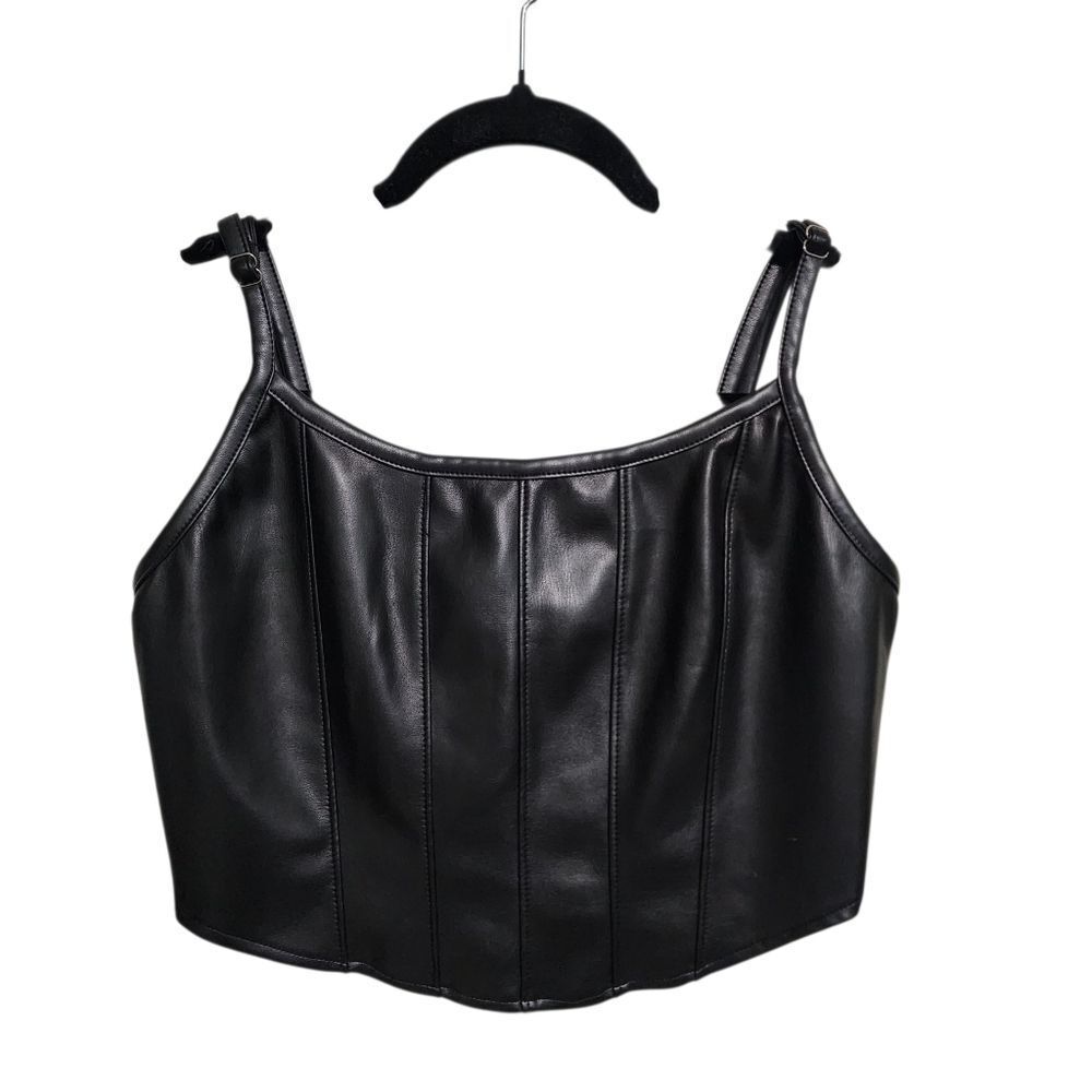 Kirious Los Angeles Top L Vegan Leather Crop Whimsigoth Rave Festival